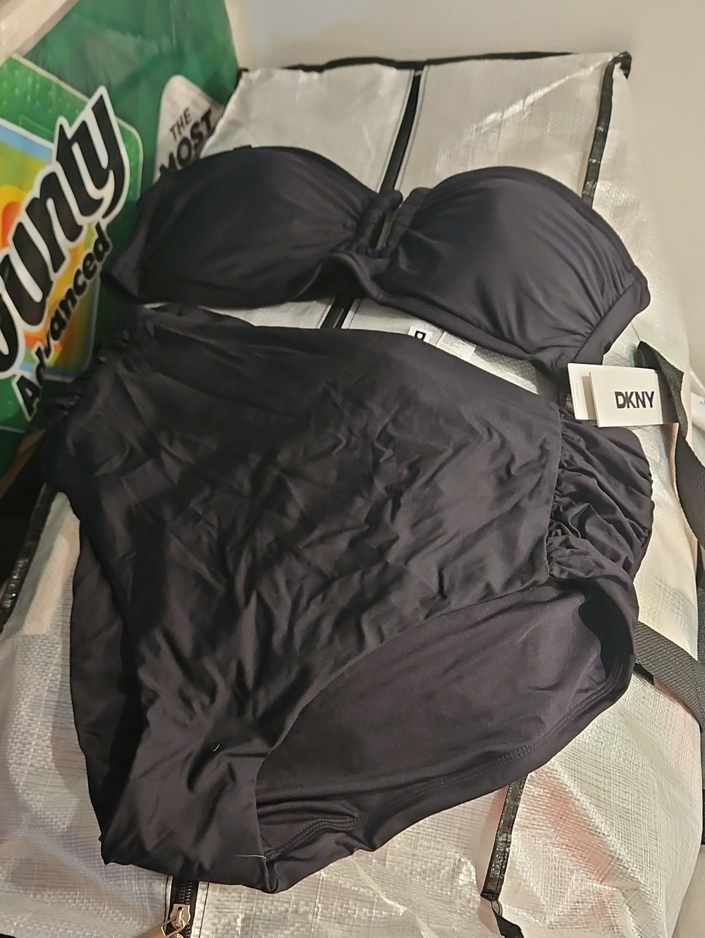 2 Pc DKNY Women's Black Bandeau Padded S 7.5wim Set